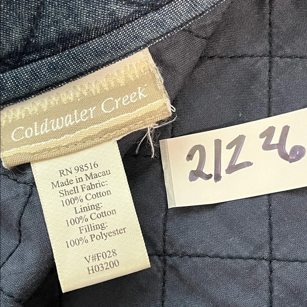 Vintage Quilted Chambray Jacket Womens 2X Boho Grandma Cottagecore Embroidered - Picture 6 of 12